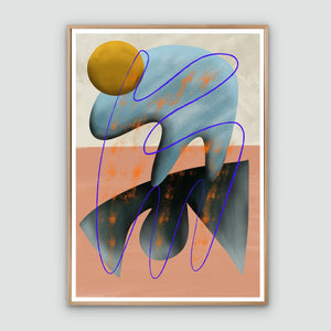 Counterbalance - Vivid Abstract Art print in Blues, Pinks, and Yellows - Jan Skacelik Art